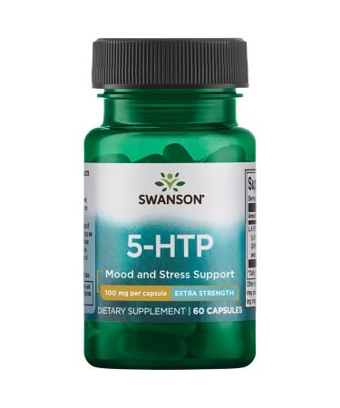 Swanson Extra Strength 5-HTP - Natural Sleep Support Supplement for Adults - Promotes Emotional Wellbeing & Mood Support with Natural Ingredients - (60 Capsules 100mg Each)