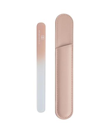 Beautifect Crystal Nail File - Glass Nail File with Precision-Filling & Durable Tempered Glass - with Vegan Leather Storage Pouch - Glass File for Natural Nails and Manicures