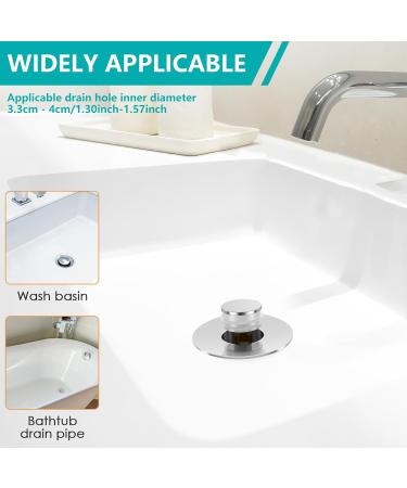 Abizarch 2Pcs Sink Plug Universal Bathroom Sink Plug with Strainer Pop Up Sink Hole Plug Cover Stainless Steel Push Sink Plug for 33 to 40mm Drain Holes Sturdy Rustproof Sink Plug for Bathroom Kitchen - Buy Online on GoSupps.com