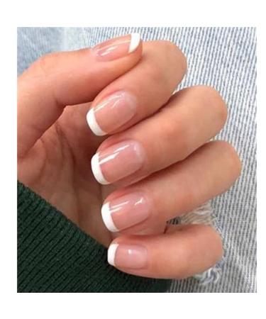 CRRLtry French Press on Nails Short Square Fake Nails White Acrylic Nails False Nails Press on Acrylic Nails for Women 24Pcs