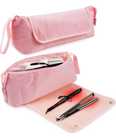 Bestauty Hair Tools Travel Bag Heat Resistant Mat 2 in 1 hot tools Travel Bag Storage Bag for Curling Iron Straighteners Hair Styling Tools Pink