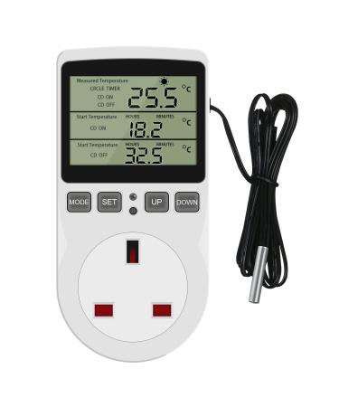 Digital Thermostat Temperature Controller Socket Outlet 230V LCD Screen Temperature Control Switch with 1.7m Sensor Heating Refrigerator or Greenhouse Reptile arm/Terrarium Home - Buy Online on GoSupps.com