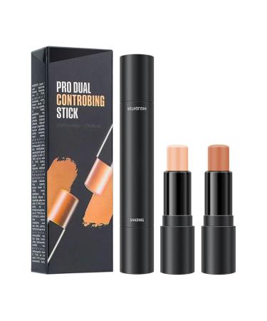 Contouring Stick Makeup for Face 2 in 1 Double Ended Highlighter Contouring Stick Long-Lasting Highlighting Shading Facial Makeup Double-Headed Face Concealer Contouring Stick/l