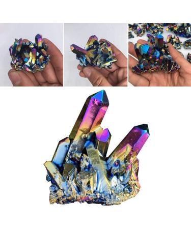 Natural Quartz Crystal Rainbow Titanium Cluster Rare Craft Stone Healing Reiki Mineral Specimen Decoration - Buy Online on GoSupps.com