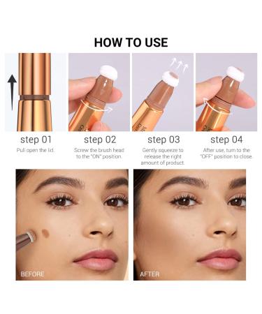Kaely Liquid Contour & Highlighter Stick Duo | Easy Blend Bronzer Makeup Set with Cushion Applicator | Long-Wearing Formula | Universal Shades 01+06 - Buy Online on GoSupps.com