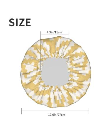 Geometric Mustard Printed Waterproof Shower Cap for Women - Fits All Head Sizes and Hair Textures - Buy Online on GoSupps.com