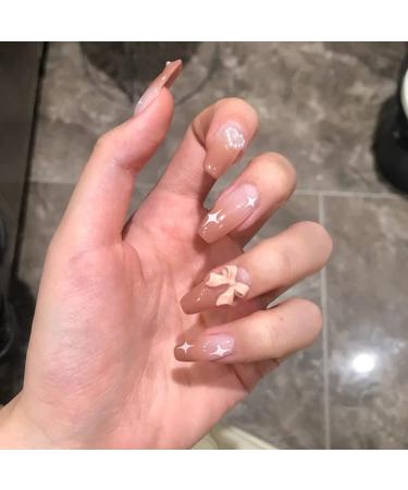 BABALAL Medium Gradient Pink Acrylic Press on Nails - Cute Ballerina False Tips with Bow Design for Women and Girls - Buy Online on GoSupps.com