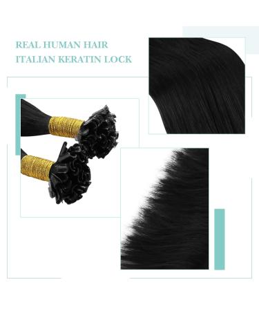 Youngsee 40 cm Black U Tip Hair Extensions - Real Hair Bonding Smooth & Glossy - 50g Hot Fusion #1 - Buy Online on GoSupps.com