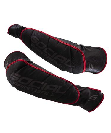 Social Paintball SMPL Arm & Elbow Pads Protection, Black Red Medium/Large