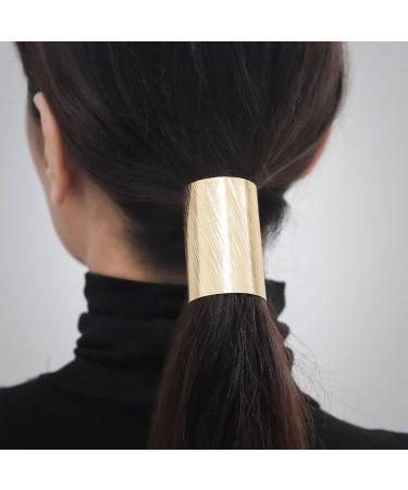 Dervivea Gold Metal Ponytail Hair Hook Cuff Minimalist Large Hair Cuff Cylinder Ponytail Holder Hair Cuff Clip Punk Long Tail Hair Hooks Cuff - Buy Online on GoSupps.com