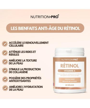 Retinol (Vitamin A) - 60 capsules | Anti-aging | Skin beauty | Healthy vision | 100% natural | Made in France | Professional nutrition - Buy Online on GoSupps.com