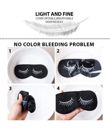 Silk Eyelash Style Sleep Mask Set for Women - 2 Black Satin & 2 Dark Blue Soft Masks with Adjustable Strap and Silk Bag - Buy Online on GoSupps.com