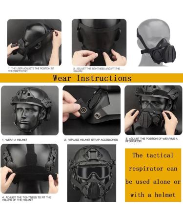 Oarea Tactical Half Face Gas Mask - Respiratory Protection with Exchange Filter for Military Airsoft & Paintball - MA-119-BK - Buy Online on GoSupps.com
