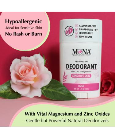 MONA BRANDS All Natural Deodorant For Women & Men | For Sensitive Skin | No Aluminum or Baking Soda | (ROSE 1.76 Oz) - Buy Online on GoSupps.com