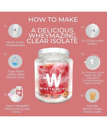 Wheymazing Clear Whey Isolate 1kg Peach Maracuja - Lactose-Free Refreshing Fruity Protein Shake - 1000g Can NF24 - Buy Online on GoSupps.com