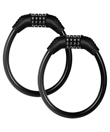 Popuppe 2 pieces Bicycle lock Number lock cable lock with 4 actual number code high safety level cable lock safe theft protection bike lock for bicycle motorcycle scooter tricycle