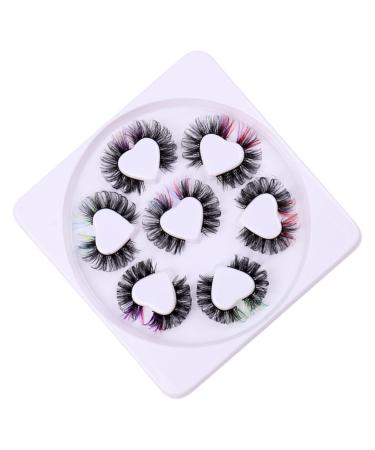 minkissy 7 Pairs Fake Eyelashes False Lashes Women Lashes with Color Curl Lash Clusters Fake Lashes Faux Eyelashes Colored Eyelashes Individual Lashes Chemical Fiber Extend Make up