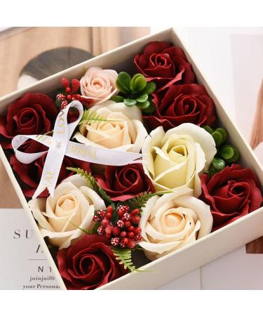 Rose Bath Soap - Floral Scented Soap Petals in Flower Box | Essential Oil Gift Set for Women - Perfect for Birthday Valentine s & Christmas (Orange - Buy Online on GoSupps.com