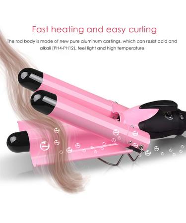 Professional 3 Barrel Curling Iron Hair Waver - 1 Inch Ceramic Curler with LCD Display (Pink) | Perfect for Gorgeous Waves | International Shipping Available - Buy Online on GoSupps.com