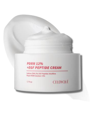 CELDYQUE PDRN 120 000 ppm EGF Peptide Cream Volufiline & Salmon DNA + 12% Phyto PDRN Post Microneedling Aftercare Anti-Aging Face Cream w/Niacinamide & Hyaluronic Acid 1.7 oz