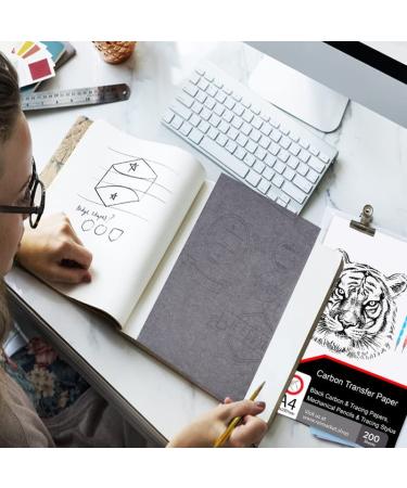 Raimarket 200 Sheets Black Carbon Paper for Tracing On Fabric | Carbon Paper for Tracing on Wood & Canvas  Tracing Paper for Drawing Sewing Patterns  5 Stylus  A4 Size (9 X 13) Graphite Transfer Paper Black_200 - Buy Online on GoSupps.com