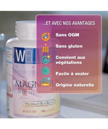 WELLNESS OPTI Magnesium with Vitamins B and C: Advanced Supplement 180 Tablets Optimal Combination for Energy and Daily Wellness Magnesium Synergistic Formula Vitamin C and B. - Buy Online on GoSupps.com