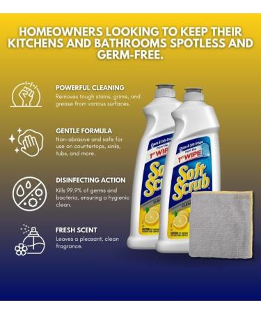 GROVE Soft Scrub All Purpose Cleaner with Bleach - Powerful Stain Removal for Sinks Showers & Toilets - Fast Rinsing Lemon Cleaner - 24 oz - International Shipping Available - Buy Online on GoSupps.com