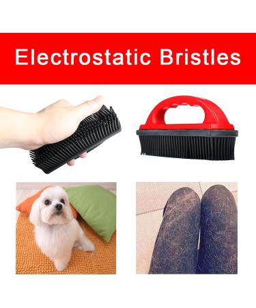 Pet Hair Removal Brush - Silicone Tool for Cleaning & Grooming Cats & Dogs - Lint & Debris Remover - Black & Red (Red) - Buy Online on GoSupps.com