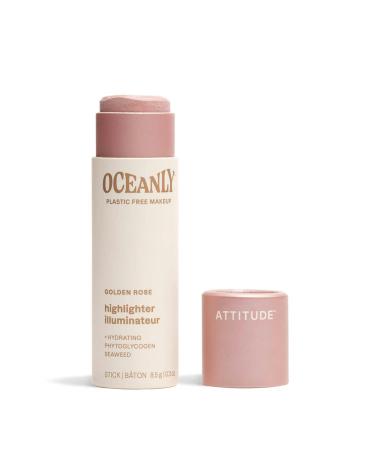 ATTITUDE Oceanly Lightweight Highlighter Stick Titanium Dioxide-Free EWG Verified Plastic-Free Vegan & Cruelty-free Makeup Golden Rose 0.3 Ounces