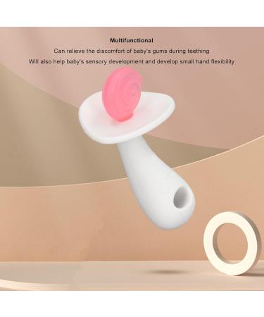 Silicone Baby Bite Ring - Large Candy Shape Teether for 6-12 Months - Chewable Teething Toy for Infants & Toddlers (Pink/White) - Buy Online on GoSupps.com