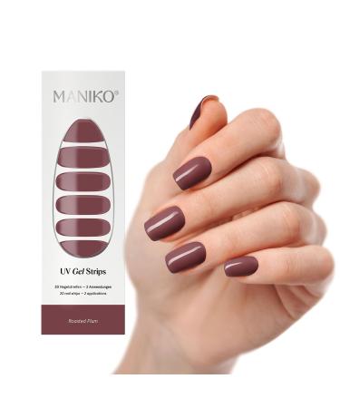 Maniko UV gel strips - self -adhesive nail film for up to 2 applications - vegan & long -lasting - manicure for natural nails (20 UV gel strips) (roasted plum)