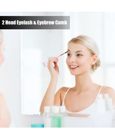 Eyelash Separator Double Head Eyebrow Brush Stainless Steel Eyelash Separator | Portable Half Arc Makeup Tools Eyelash Brush Foldable for Women Girls Teens Ladies Adults Light Pink - Buy Online on GoSupps.com
