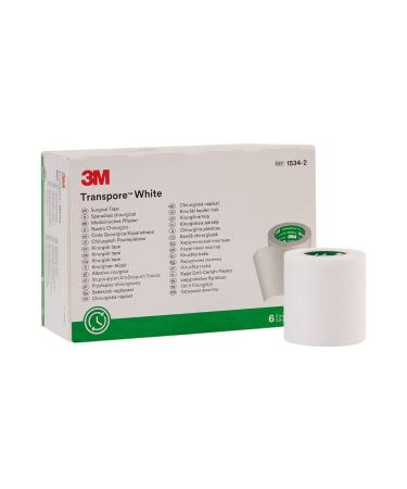 3M Transpore White Surgical Tape TRANSPORE TAPE WHT 2 IN X 10YD Box of 6 3M 15342