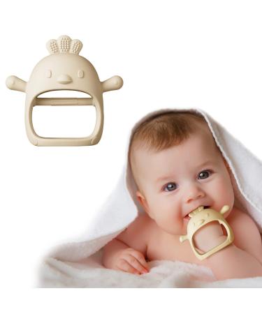 Silicone Baby Teether Toy .Dust-Proof Infants Chew Toys & Soothing Pacifier 2-in-1 Anti-Dropping Silicone Baby Wrist Teether Soothing Pacifier(1 Packs) 4 x 3.2 x 2 Inch Beige