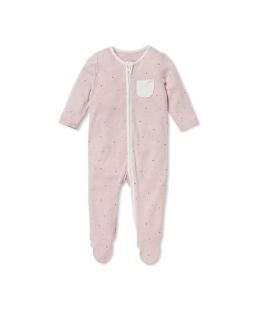 MORI Baby Boys and Girls Clever Sleepsuit - Unisex 2 Way Zipped Organic Pyjama - Comfortable Toddler Footed Nightwear 0-3 Months Stardust - Two Way Zip