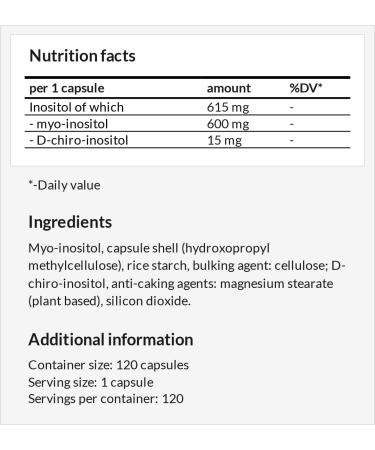 Double Inositol 120 Vegan Capsules - Myo-Inositol & D-Chiro-Inositol 40:1 - 615 mg Each - Vitamin B8 Supplement - 4-Month Supply by Apollos Hegemony - International Shipping Available - Buy Online on GoSupps.com