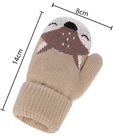 JIAHG Kids Winter Knit Gloves with String - Cute Cartoon Fox Design | Toddler Hand-Warming Mittens for Boys and Girls 1-3 Years | Insulated Cold Weather Mitts - Buy Online on GoSupps.com