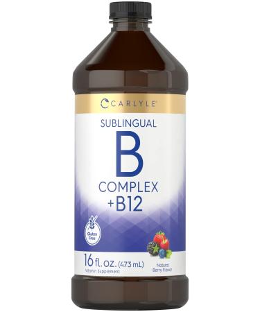 Carlyle Vitamin B Complex | Plus B12 | 16 Fl Oz | Natural Berry Flavor | Sublingual Liquid Supplement | Vegetarian Non-GMO & Gluten Free Formula