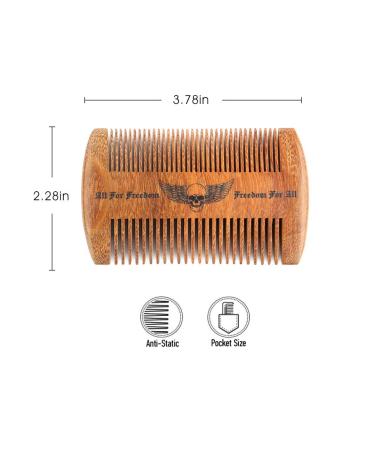 Beard Comb Kit with Leather Case | Handmade Wooden Gifts for Men | Mustache & Beard Care (Skull Wings Design) - Buy Online on GoSupps.com