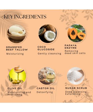 Tallow Cleansing Balm - Natural Waterproof Makeup Remover | Grass-fed Beef Tallow & Papaya Enzyme | Sulphate Free Face Cleanser for Sensitive Skin | Made in USA - 3.17 oz/90 g - Buy Online on GoSupps.com