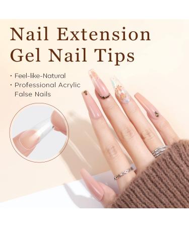 Modelones 500 Piece Transparent Nail Tips - Coffin Ballerina PMMA Resin for Gel Nail Art - 10 Sizes Pre-Buffed Long Artificial Nails - Perfect for DIY Designs - Buy Online on GoSupps.com