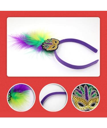 hgnxa Mardi Gras Headband for Woman with Sequins Feather Delicate Headbands Anti Slip Headbands Sweet Girls Prom Supplies Headband mask - Buy Online on GoSupps.com