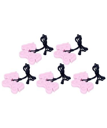 5Pcs Silicone Pendant Chewy Teether  Baby Teething Toys Sensory Chew Teether Gum Massage Relieve Swelling Pendant Shaped Baby Teething Toy Set(Light Pink) - Buy Online on GoSupps.com
