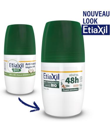 ETIAXIL - Plant-Based Antiperspirant Deodorant - Moderate Perspiration - Certified Organic - Armpits - 48h - Coconut Scent - Roll On - 50 ml - Pack of 2 - Buy Online on GoSupps.com