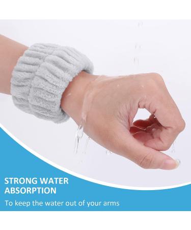 Microfiber Spa Headband and Wrist Washband Set - Grey | Adjustable Head Wraps for Women and Girls - Prevent Liquid Spills - Buy Online on GoSupps.com