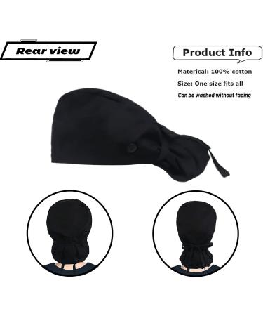 YUESUO Cotton Working Cap with Adjustable Ponytail Ribbon Tie Back - Black, One Size - Buy Online on GoSupps.com
