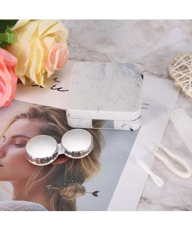 Wifehelper Mini Stylish Contact Lens Container - Travel Case with Movable Marble Mirror - Silver Soothing Design - Buy Online on GoSupps.com