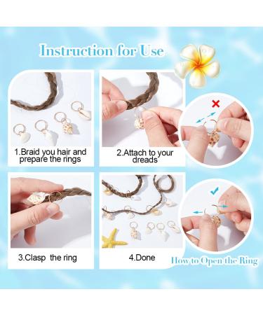 Pligreat 60-Piece Mussel Dreadlocks Hair Rings | Vintage Braids Jewelry for Men & Women | Beach Style Hair Charms & Dreadlock Accessories - Buy Online on GoSupps.com