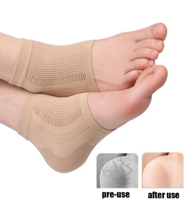Wambere 3 Pairs Gel Heel Socks Silicone Moisturising Socks Open Toe Socks Spa Socks Foot Care Socks Foot Protectors for Dry Cracked Heels Suitable for All Day Skin Colour Skin-coloured - Buy Online on GoSupps.com