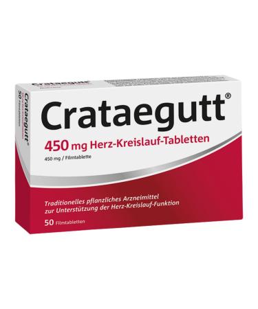 CRATAEGUT 450 mg cardiovascular tablets |50 tablets |Vegetable medicines to support the heart circulation function |Heating thorn high dose |Strengthening for the heart and circulation 50 pieces (1 Pack)